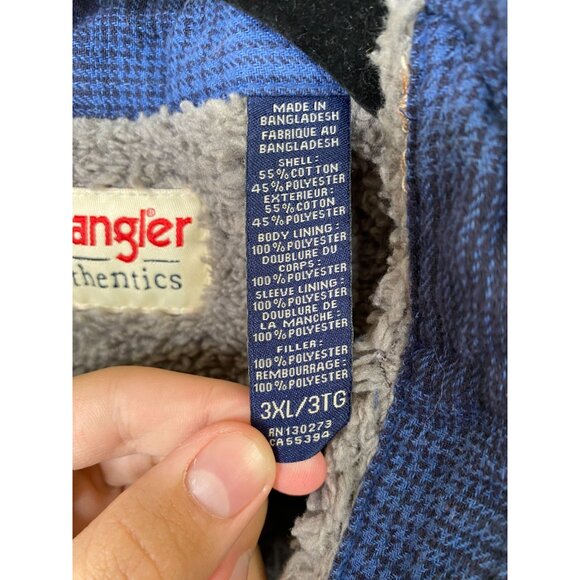 Wrangler Authentics Mens Sherpa-Lined Plaid Shirt Jacket Blue 3XL/3TG Outerwear - Picture 4 of 8